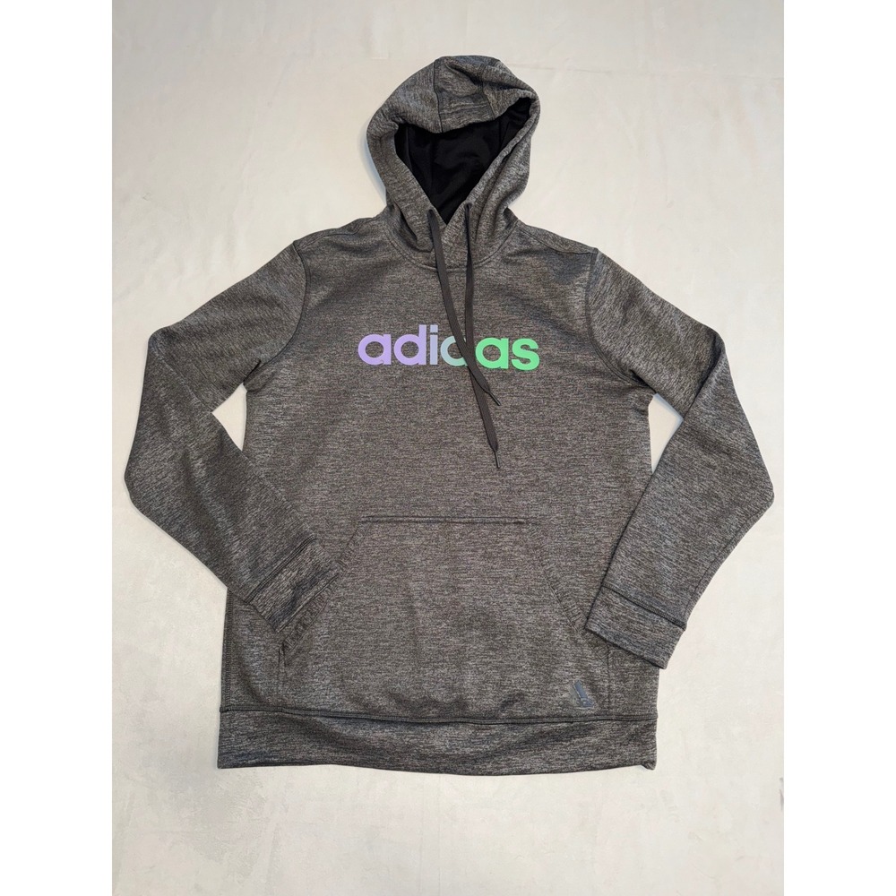 Adidas Womens Gray Heathered ClimaWarm‎ Pullover Hoodie Sweatshirt Large
